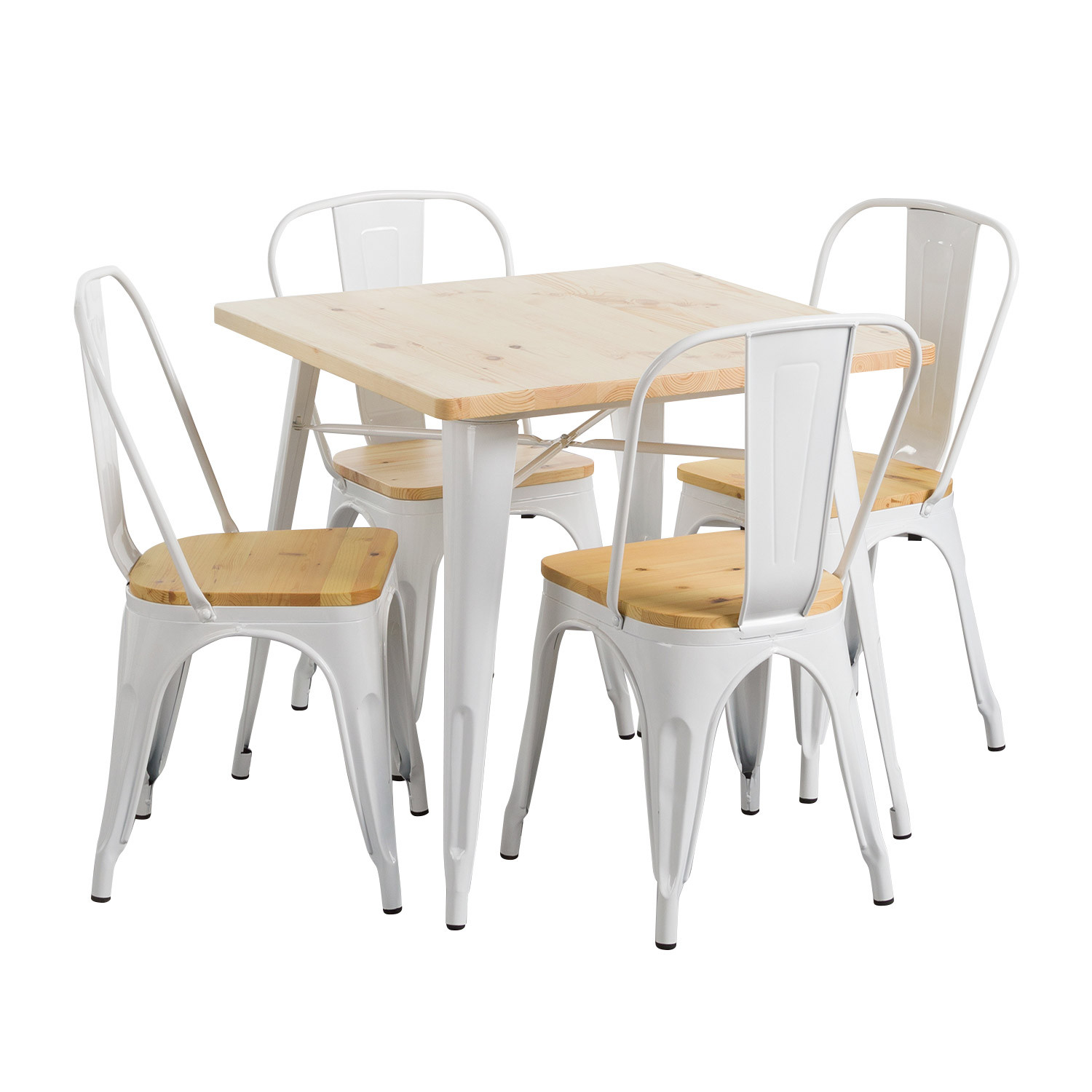 Conjunto de jantar Mesa quadrada e 4 cadeiras Madeira de ferro Estilo industrial Thinia Home Conjuntos de mesa e cadeiras de jan